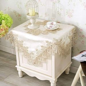 [New] Floral Embroidered Lace Small Square Table Cloth - Size 85x85cm(33x33inch)